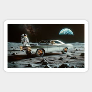 1968 Plymouth Road Runner on the Moon Sticker